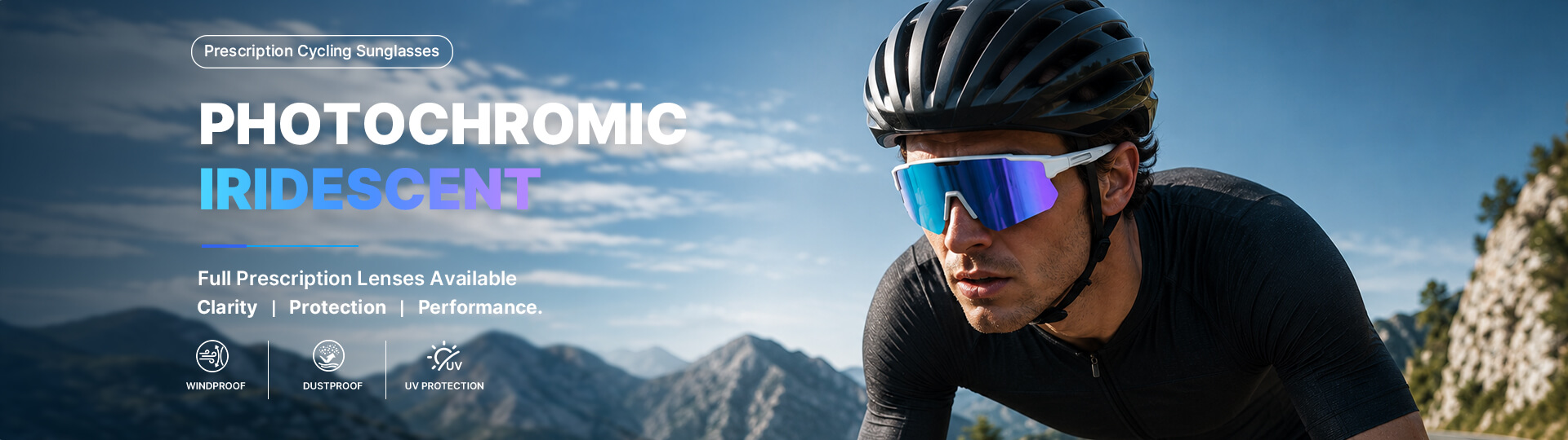 Prescription Cycling Sunglasses — Photochromic Iridescent